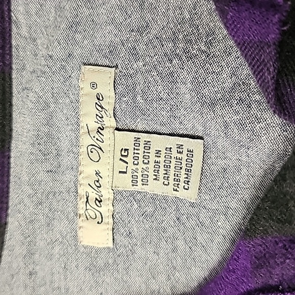 Tailor vintage large purple and black plaid button down long sleeve shirt - Picture 5 of 5